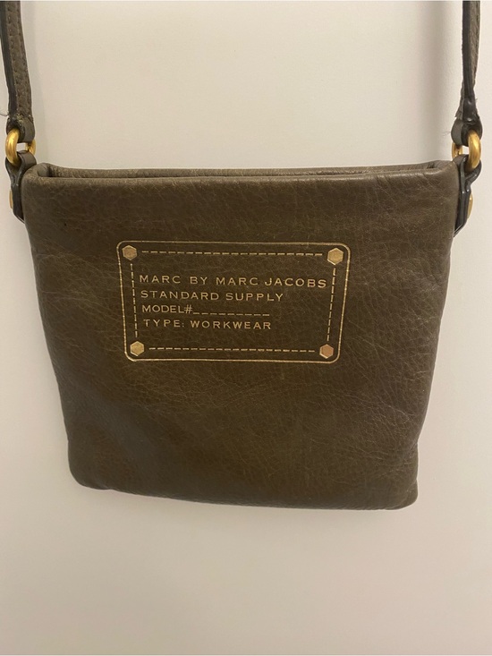 Marc By Marc Jacobs Handbags - Marc by Marc Jacobs Dark Gray Leather Crossbody with Gold Logo